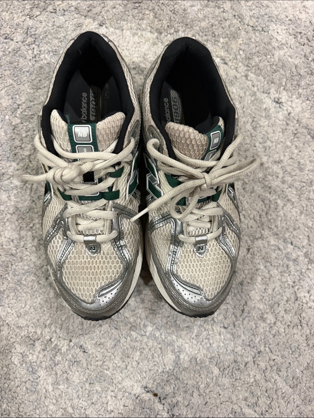 New Balance Beige Silver Green Women's Sneakers